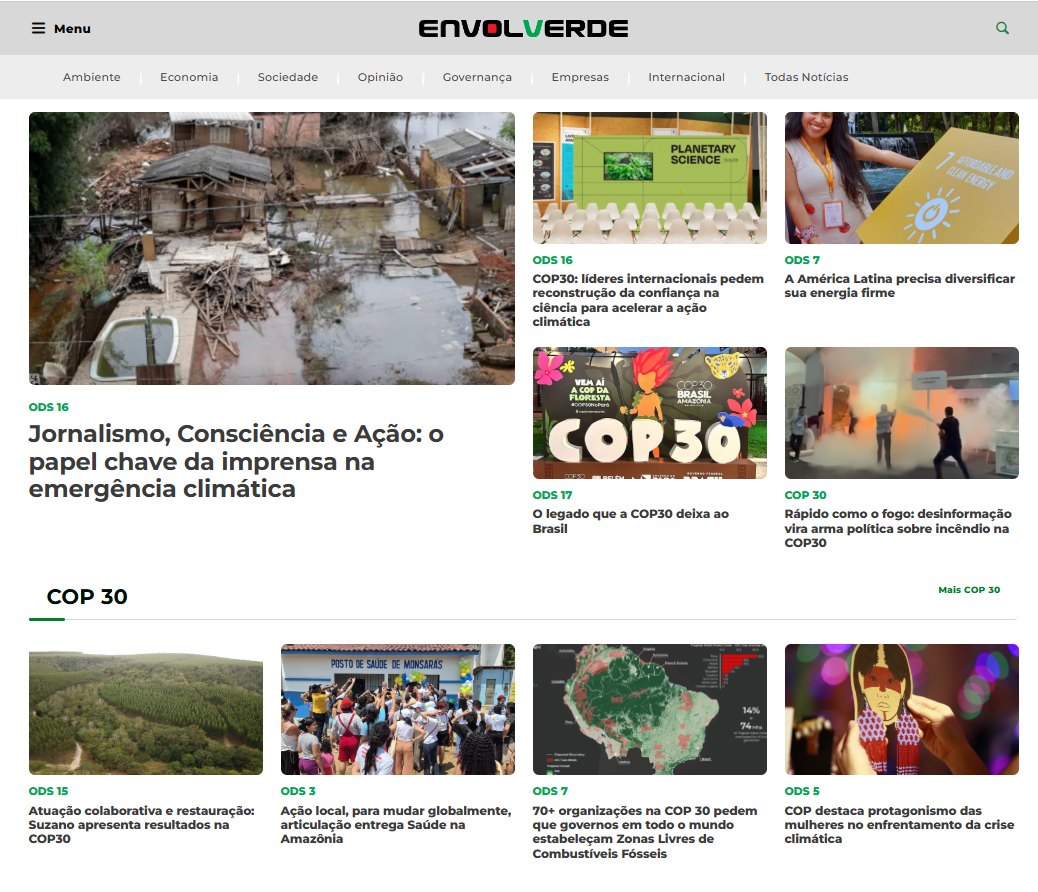 Boletim Envolverde - Casa do Jornalismo Socioambiental 21 de novembro/2025