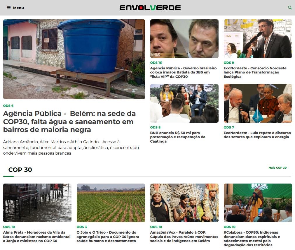 Envolverde 12/11 2025 - Especial COP30: Cobertura Colaborativa da Casa do Jornalismo Socioambiental .