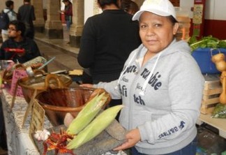 A mexicana Araceli Márquez pronta para preparar pratos tradicionais da rica e nutritiva cozinha tradicional de seu país, durante uma feira popular na Cidade do México. Foto: Emilio Godoy/IPS