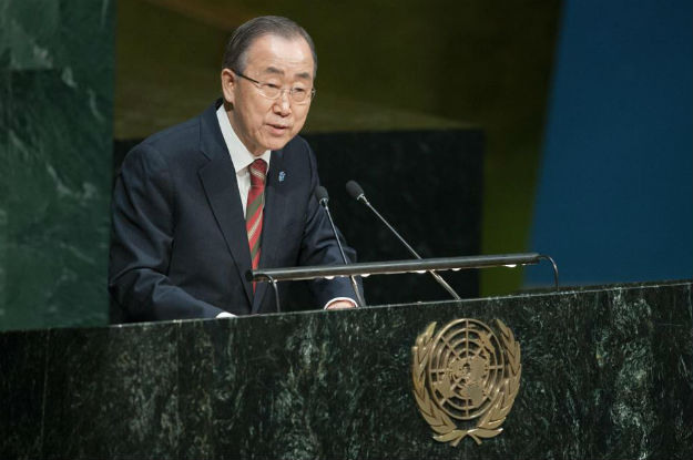 Ban Ki-moon em discurso na Assembleia Geral. Foto: ONU/Manuel Elías