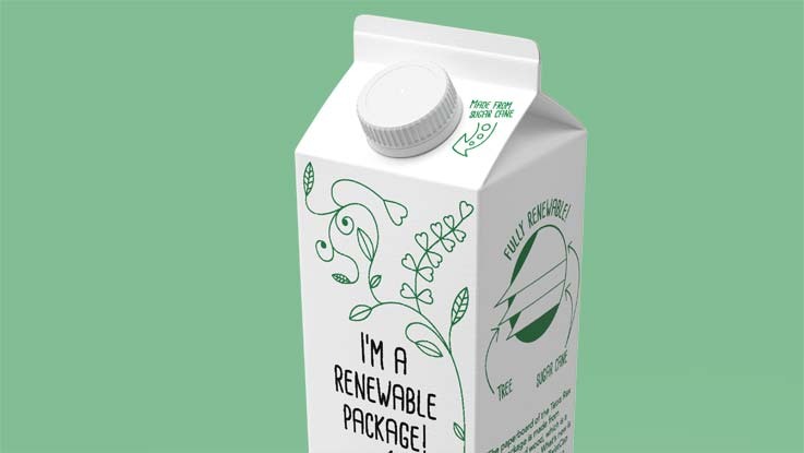 A Tetra Rex® de fonte renovável é fabricada unicamente com uma combinação do polietileno derivado da cana-de-açúcar e do papel. Foto: Tetra Pak