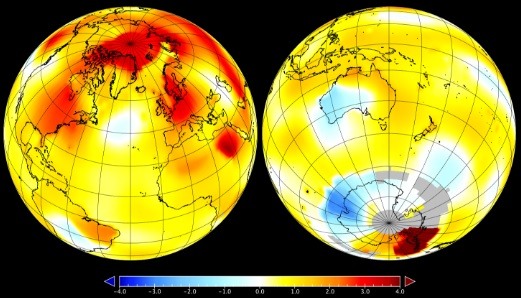  Anomalia de temperatura da Terra em setembro. Imagem: Nasa