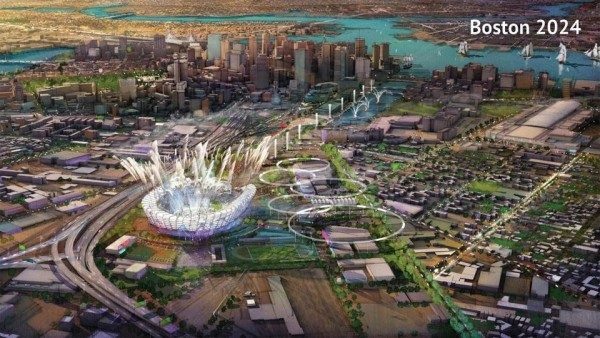 O Boston 2024 propôs um estadio olímpico temporário para os Jogos em Boston. O objetivo era reduzir custos do plano. Foto: Reprodução Boston 2024