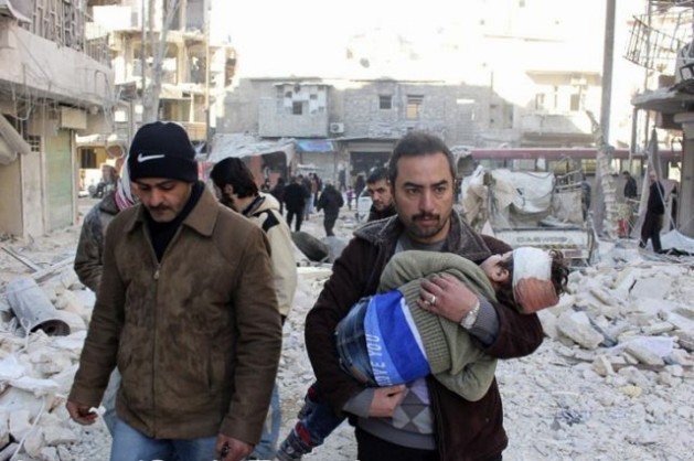 As consequências de um bombardeio em Alepo, na Síria, em fevereiro de 2014. Foto: FreedomHouse/ccby 2.0 