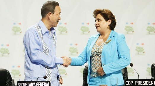 Ban Ki-moon e Patricia Espinosa na COP16, em Cancún. Foto: Nações Unidas