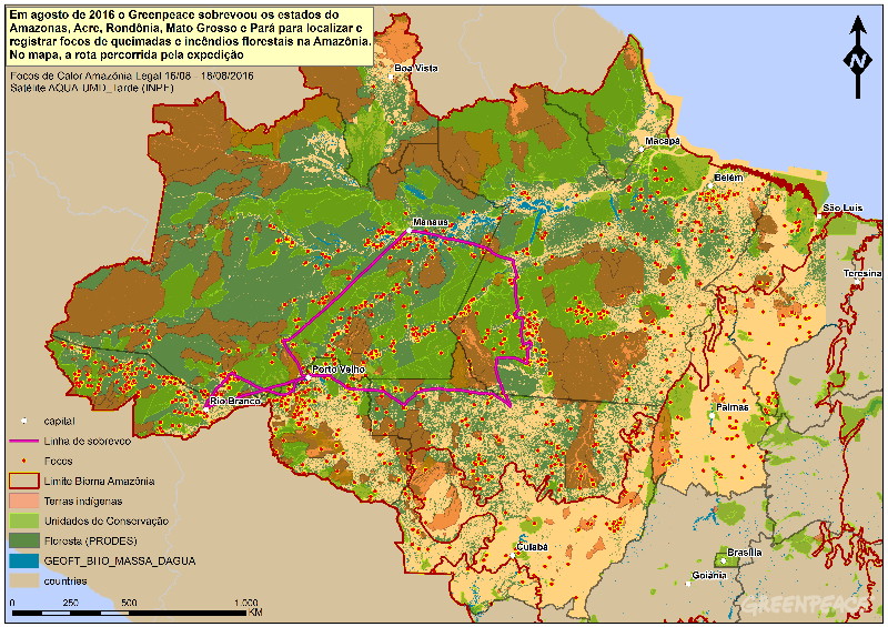 O Greenpeace sobrevoou os estados do Amazonas, Acre, Rondônia, Mato Grosso e Pará