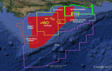 Os direitos de prospecção da companhia Diamond Fields International, em 47.468 quilômetros quadrados do Oceano Índico, estão ao lado de zonas de exploração e produção de petróleo. Foto: Diamond Fields International Ltd.