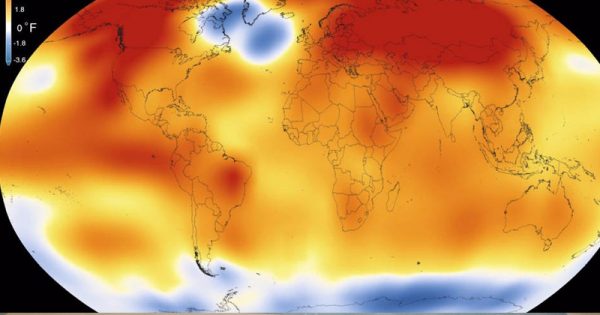 Medidas mais drásticas para reduzir a emissão de gases-estufa serão necessárias para evitar que o planeta esquente mais de dois graus Celsius até o fim do século, aponta IPCC  – Mapa: Nasa/NOAA